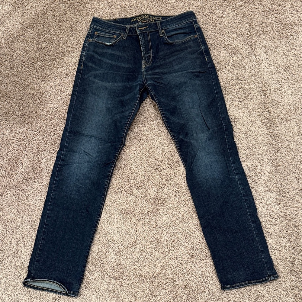 American Eagle Outfitters Men's Deep Indigo Slim Jeans Extreme Flex